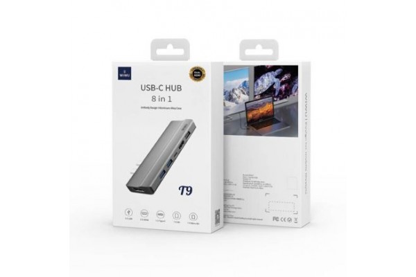 Адаптер-переходник Wiwu Adapter USB Type-C 8 in 1 T9 для Apple Macbook