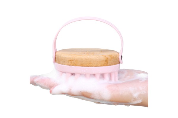 Силиконовая щетка для массажа и мытья головы Bamboo Hair Brush (B15T)