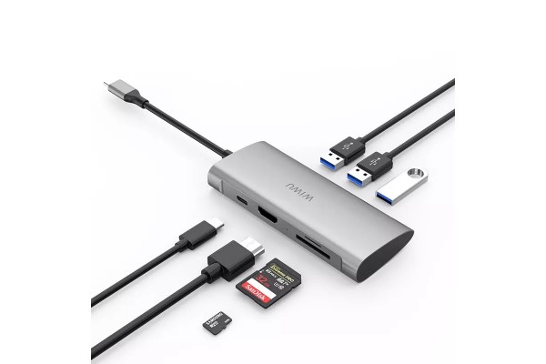 Адаптер-переходник Wiwu Adapter USB Type-C 7 in 1 T8 для Apple Macbook