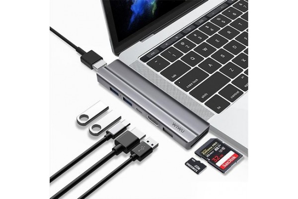 Адаптер-переходник Wiwu Adapter USB Type-C 8 in 1 T9 для Apple Macbook