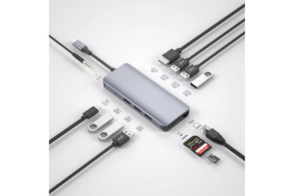 Адаптер-переходник Wiwu Adapter USB Type-C 12 in 1 T8 для Apple Macbook