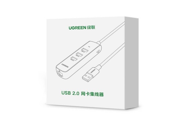 Адаптер Ugreen USB 2.0 HUB with 10/100Mbps Ethernet Adapter (20984)