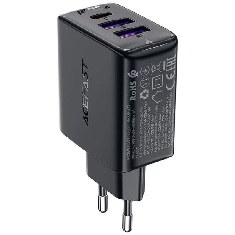 Зарядное устройство Acefast A57 PD35W GaN (2*USB-A+USB-C)