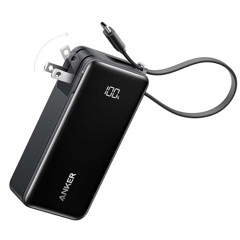 Внешний аккумулятор Anker Power Bank 10000мАч, 30W, Fusion Built-In Retractable USB-C Cable