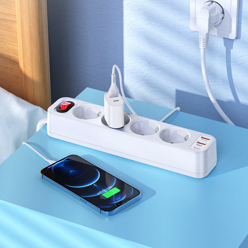 Удлинитель Hoco 4 розетки + 3 USB