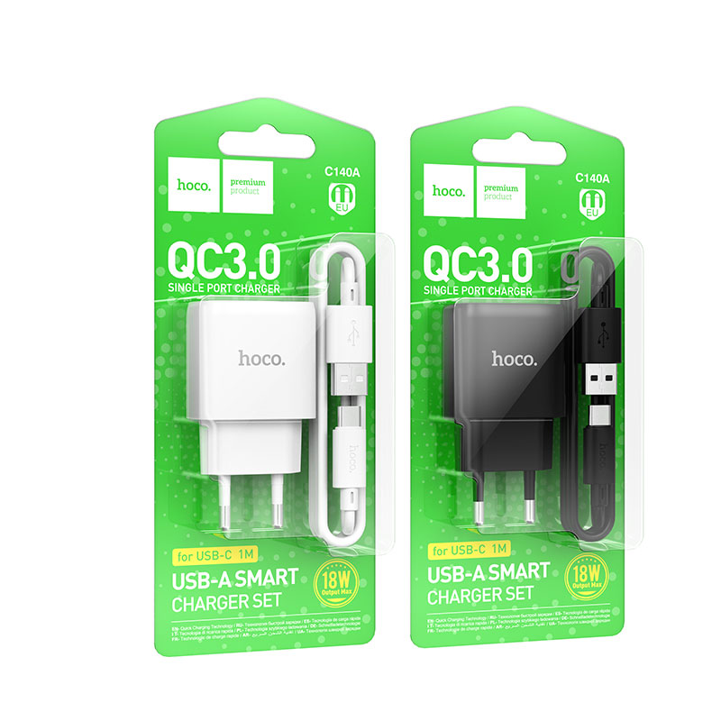 Сетовое зарядное устройство HOCO C140A + Type-C