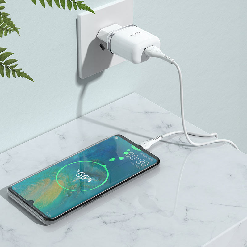 Набор зарядного устройства с кабелем Cutting-edge” EU QC3.0 с одним USB портом N3