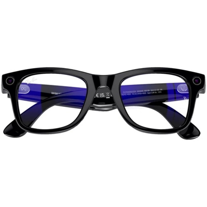 Солнцезащитные очки Ray-Ban Meta Wayfarer RW4006, Shiny Black / Clear (Blue-Violet Light Filter)