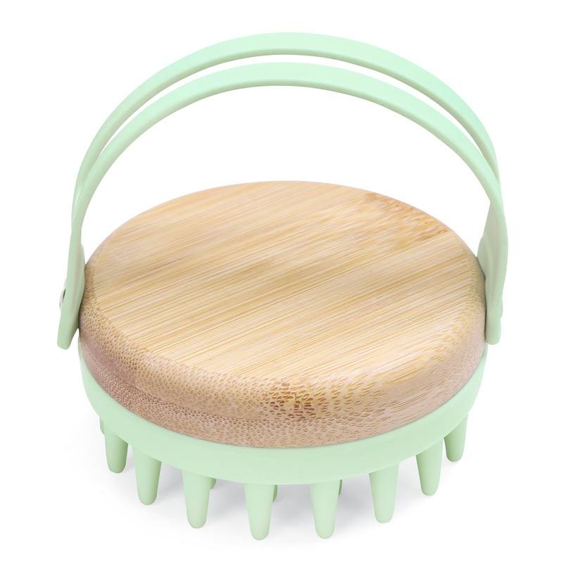 Силиконовая щетка для массажа и мытья головы Bamboo Hair Brush (B15T)