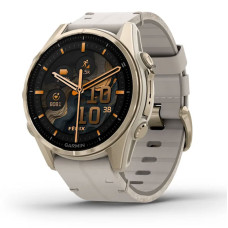 Часы Garmin Fenix 8 43mm AMOLED Sapphire Soft Gold with Fog Gray/Dark Sandstone Silicone Band