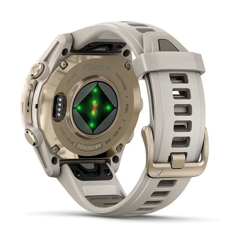 Часы Garmin Fenix 8 43mm AMOLED Sapphire Soft Gold with Fog Gray/Dark Sandstone Silicone Band