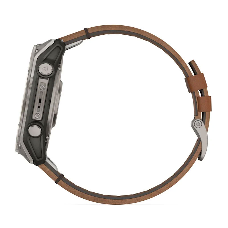 Часы Garmin Fenix 8 51mm AMOLED Sapphire Bare Titanium Black with Chestnut Leather Band