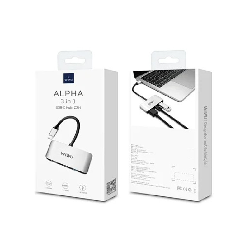 Адаптер-переходник Wiwu Alpha 3 in 1 USB-C Hub C2H