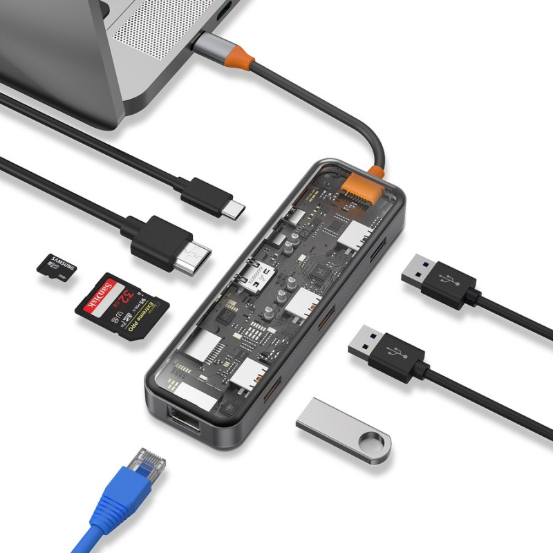 Адаптер-переходник Wiwu Cyber Hub 8 in 1 USB-C Hub