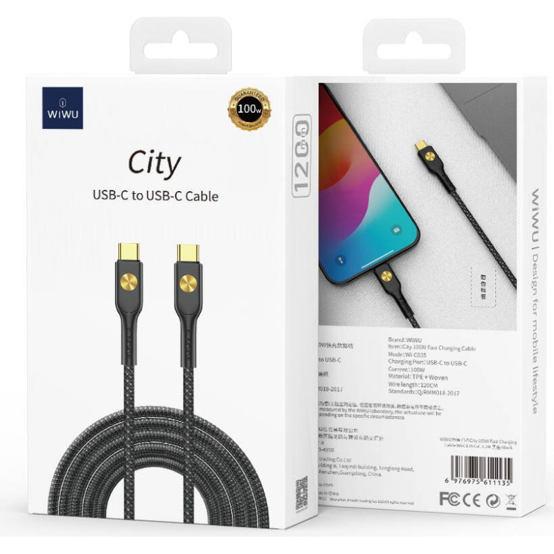 Кабель Wiwu City USB-C to USB-C Cable Wi-C035