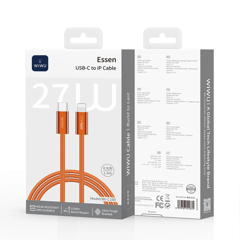 Кабель Wiwu 27W Essen Series C-L Cable Wi-C100 C-L 1.5m