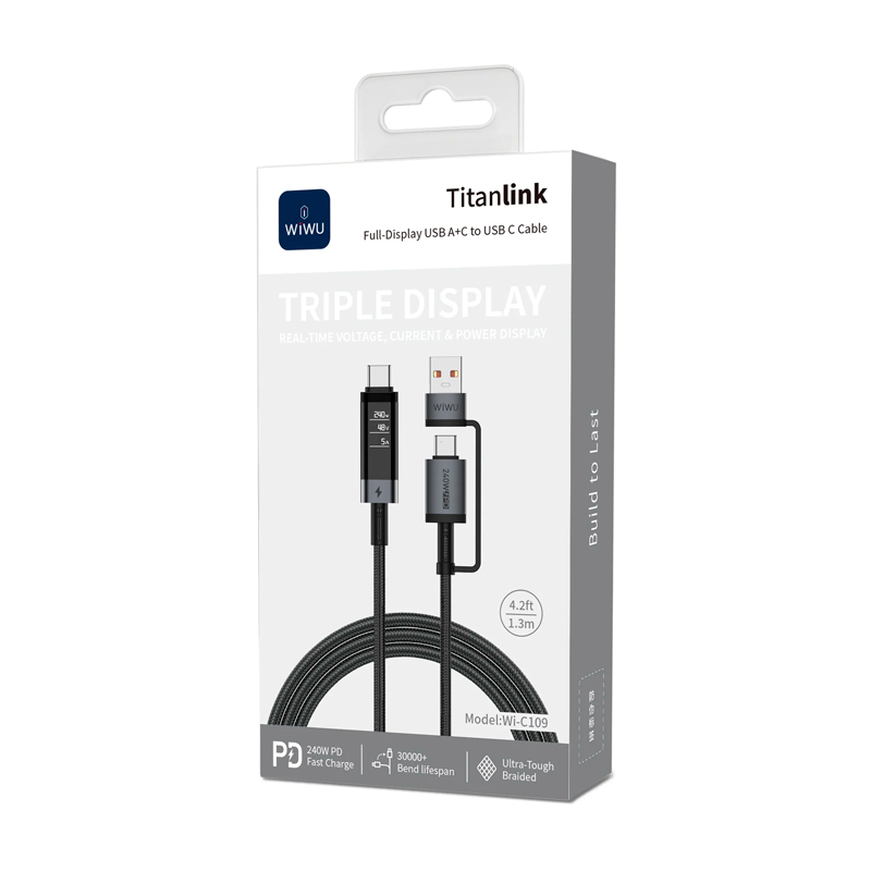 Кабель Wiwu Titanlink USB-A+C to C Cable Wi-C109