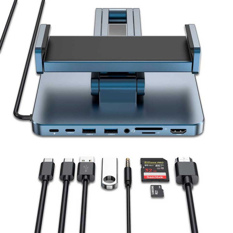 Подставка Wiwu Adjustable USB-C Hub Stand 8 in 1 AH801