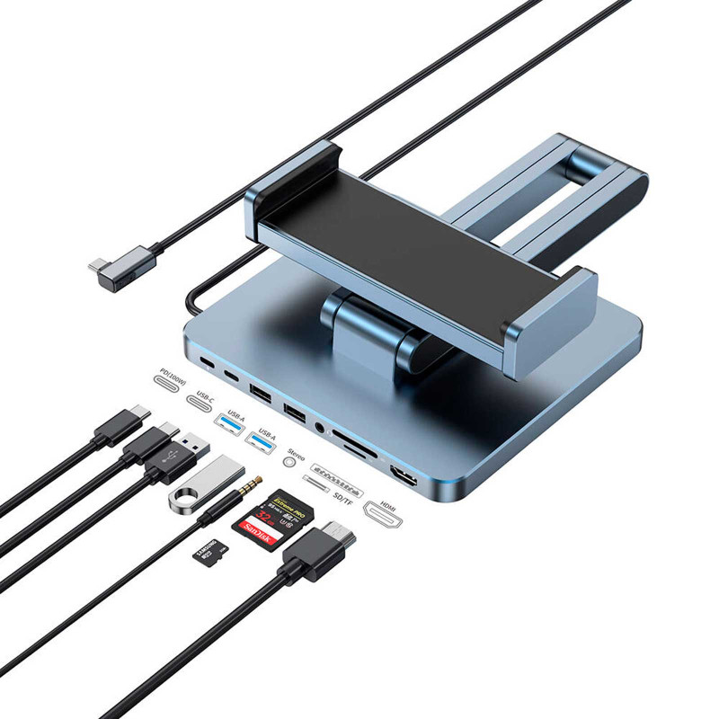 Подставка Wiwu Adjustable USB-C Hub Stand 8 in 1 AH801