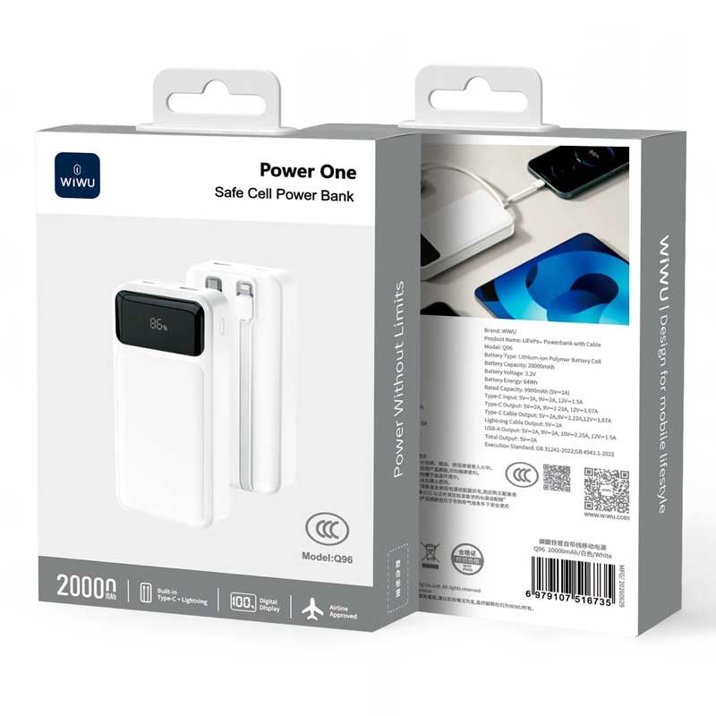 Внешний аккумулятор Wiwu Power one  Power Bank Q96 20000mAh