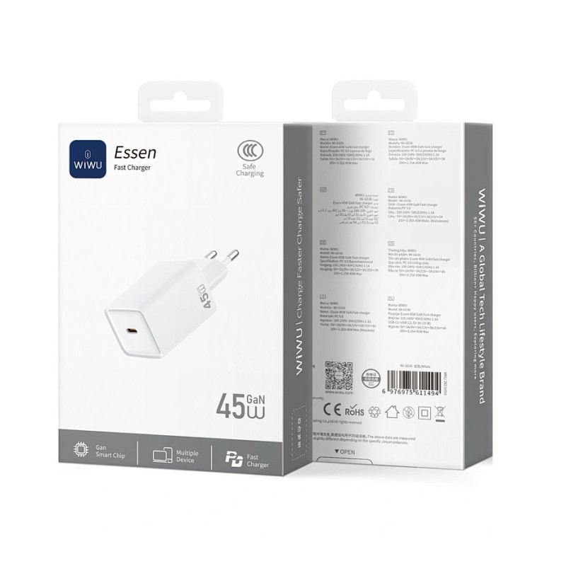 Зарядное устройство Wiwu 45W Essen GaN Fast Charger Wi-G036