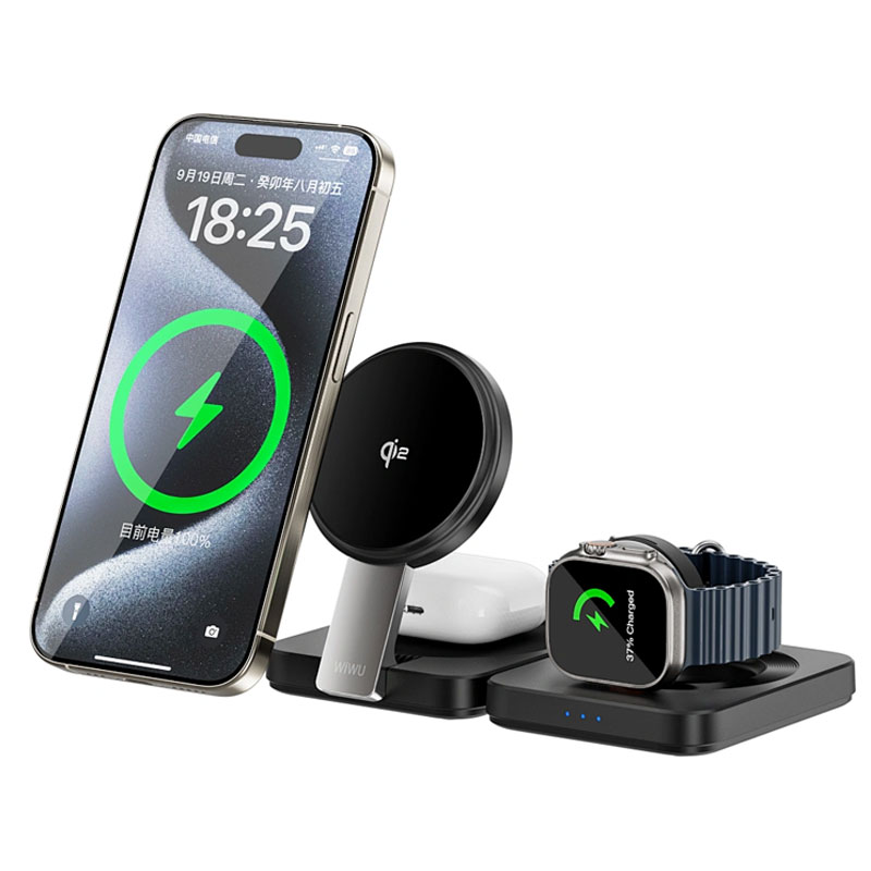 Беспроводное зарядное устройство Wiwu qi2 3 in 1 Foldable Wireles Charger Wi-W028