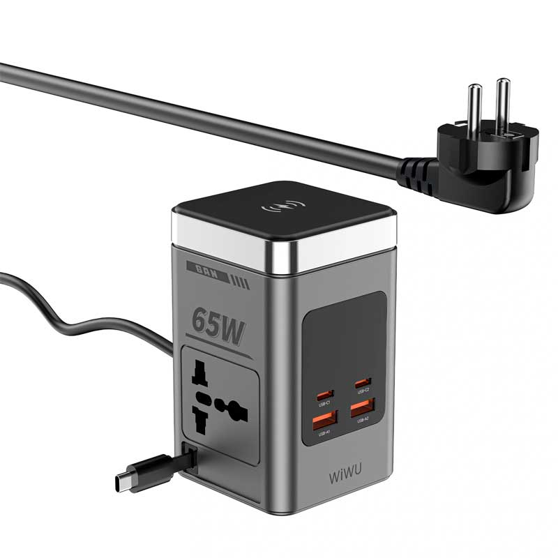 Удлинитель с зарядкой 65W GaN 8-in-1 Wireless Chager with cable&socket Wi-W040 EU