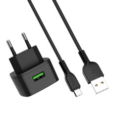 Набор зарядного устройства с кабелем Cutting-edge” EU QC3.0 2- USB портом