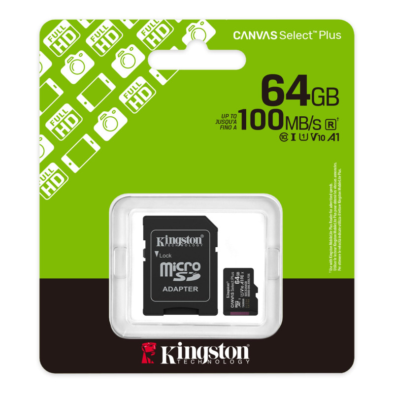 Флешка Kingston Canvas Select Plus microSD 64GB