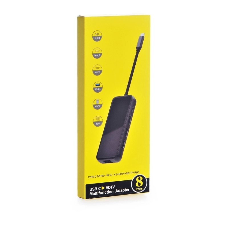 Адаптер-переходник 8in1 USB-C to PD/HDMI/3xUSB3.0/SD/TF