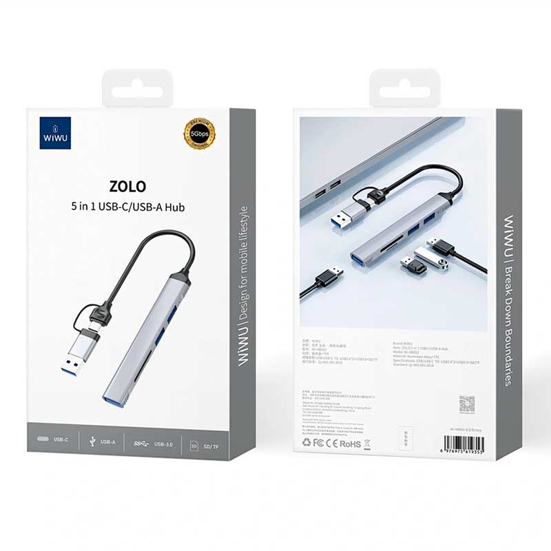 Адаптер-переходник Wiwu Zolo 5 in 1 USB-C/USB-A Hub Wi-HB003