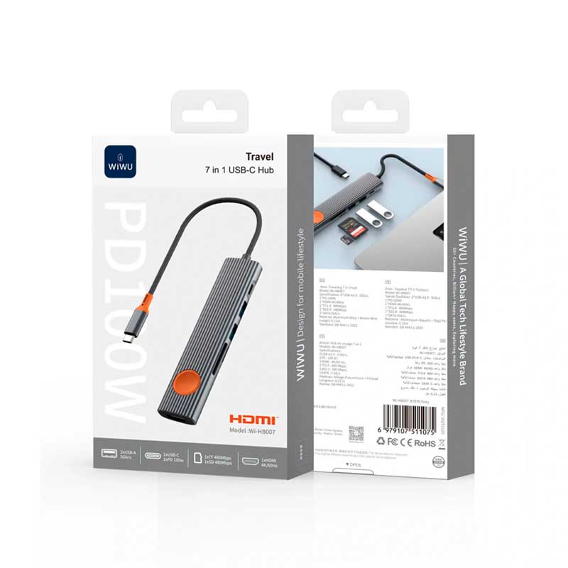 Адаптер-переходник Wiwu Wi-HB007 Travelling 7in1 USB-C Hub