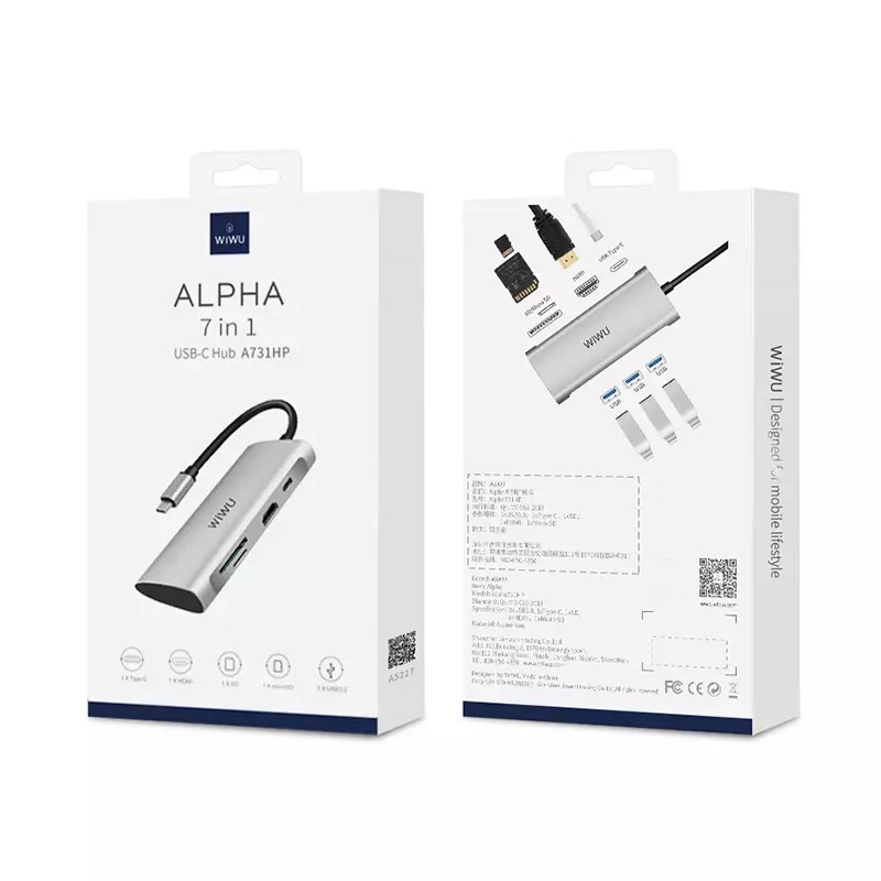 Адаптер-переходник Wiwu Adapter USB Type-C 7 in 1 T8 для Apple Macbook