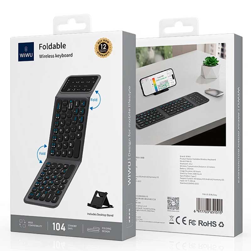 Складная клавиатура Wiwu Foldable Wireles Keyboard FMK-05