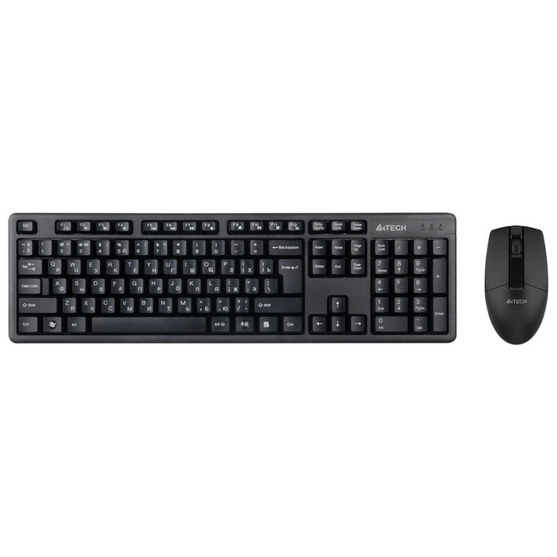 Клавиатура и мышь A4TECH 3330N (GK-3+G3-330N) V-TRACK WIRELESS KEYBOARD+MOUSE SET USB BLACK US+RUSSIAN