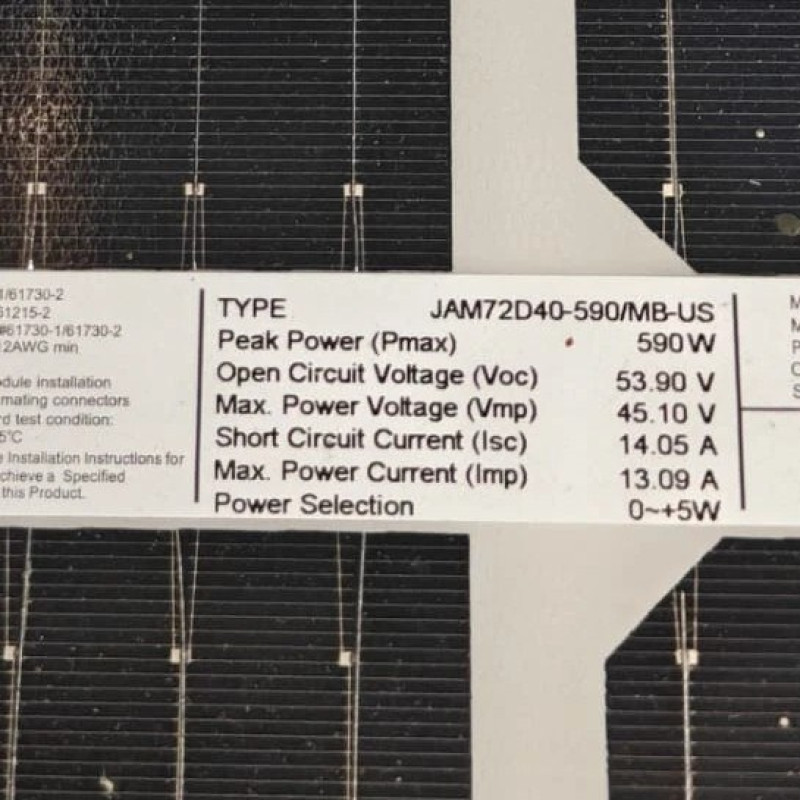 Солнечная панель JA Solar JAM72D40-590/MB 590 Вт