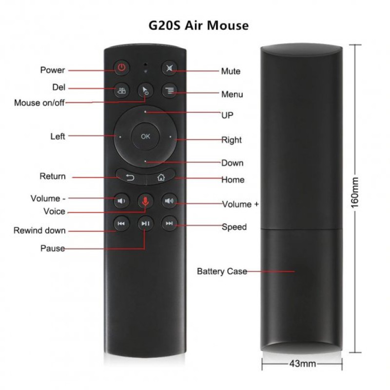 Аэро-мышь с микрофоном Air Mouse G20S (2.4GHz)