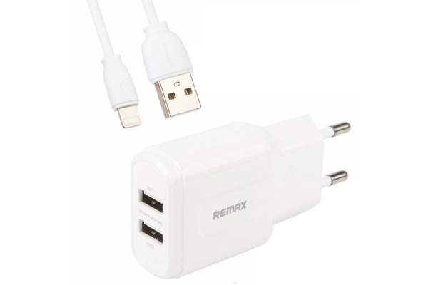 Зарядное устройство Remax RP-U22 2USB 2.4A Lightning + кабель USB-iP